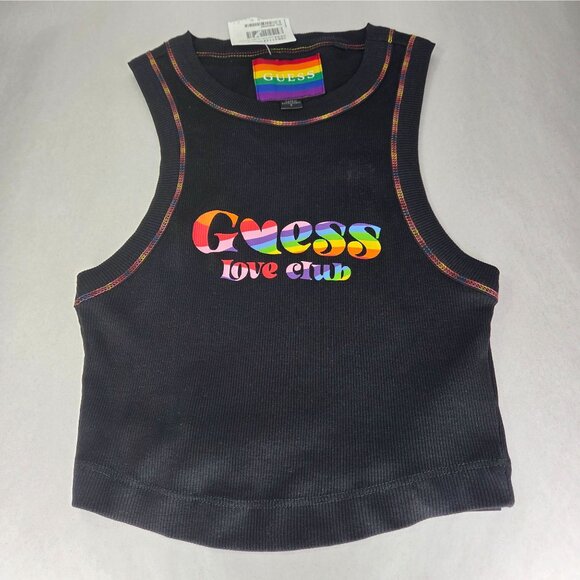 Guess Tops - NWT Guess Women's Ribbed Crop Top with Logo Black